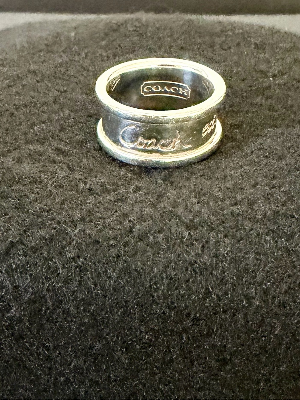 Vintage Coach Est 1941 Sterling Silver Wide Band Ring Size 8